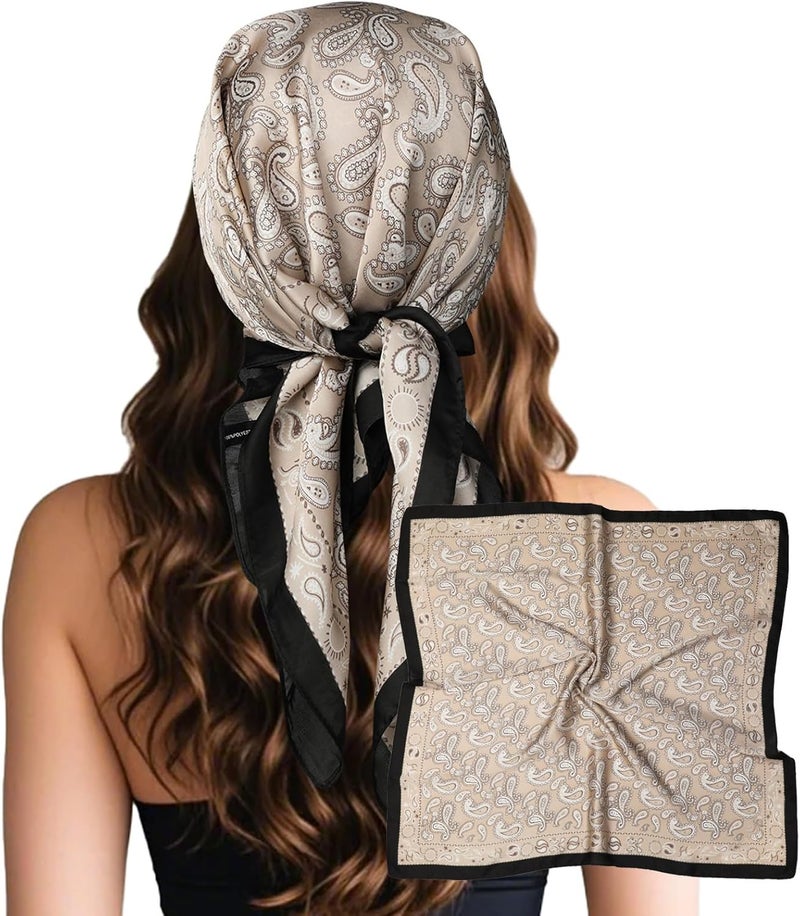 Sumolux Head Hair Scarf for Women Like Satin Silk Scarf Bandana Hair Wrapping Night Large Square Scarves 27.5" - Image 1